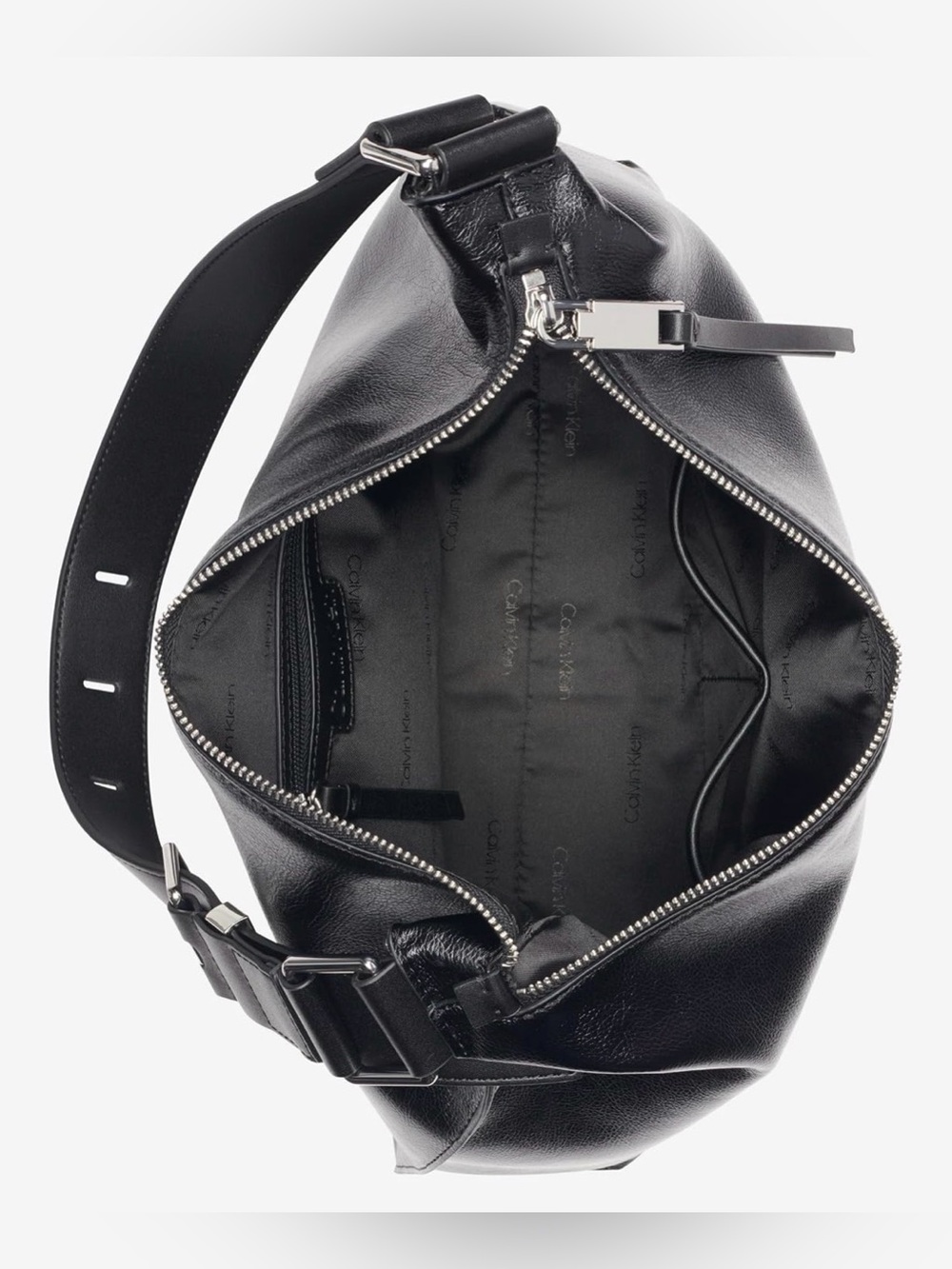 Calvin Klein Women’s Max Top Zip Hobo Sholder Bag. Black/Silver. - Picture 14 of 16